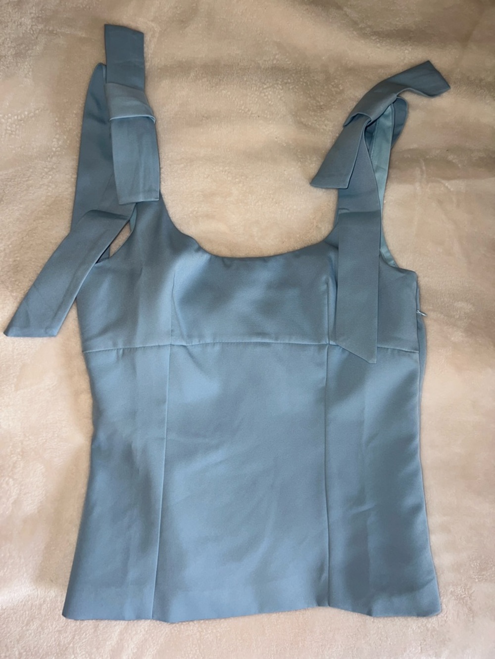 SHEIN Light Blue Tie-Shoulder Square Neck Tank Top